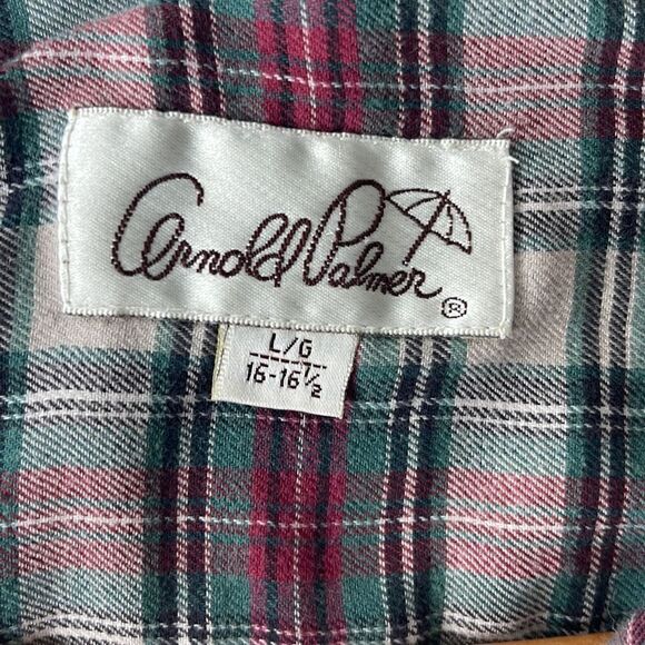 Arnold Palmer button down long sleeve plaid shirt.  Size Large 16-16.5. - Picture 3 of 5